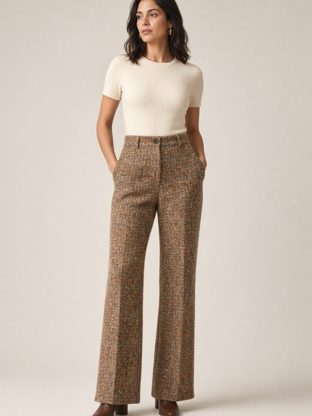 Missoni Brown Tweed Wide-Leg Pants